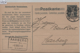 1919 Tellknabe C2a - Dienstpostkarte Avis Schweizerische Bundesbahnen SBB - Cachet: Aarberg - Railway