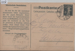 1919 Tellknabe C2a - Dienstpostkarte Avis Schweizerische Bundesbahnen SBB - Cachet: Aarberg S.B.B. Güter-Exped - Railway