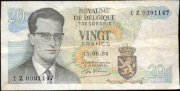 Bankbiljet Belgie Belgique 20 Frank Francs - 15.6.1964 - Sonstige & Ohne Zuordnung