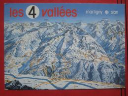 Martigny, Bagnes Etc  (VS)  - KünstlerPanoramakarte "les 4 Vallées Martigny - Sion" - Bagnes