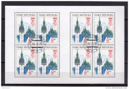 1993 Bloc-feuillet De 8 Timbres Oblitérés 750 Ans De La Ville De Brno Egise St Pierre Et St Paul YT 9 - Blocs-feuillets