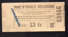 (Lyon, Rhône) Ticket (tramway?) Pont D'Ecully-Bellecour  (PPP3673) - Europa