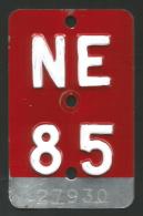 Velonummer Neuenburg NE 85 - Plaques D'immatriculation