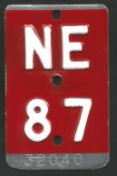 Velonummer Neuenburg NE 87 - Placas De Matriculación