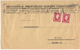 Slovacchia - SLOVAKIA - 1939 - 2 X 1 Koruna + Flamme - Viaggiata Da Bratislava Per Wien, Austria - Storia Postale