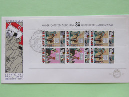 Netherlands 1984 FDC Cover - Surtax For Child Welfare - Comics Music Violon Dog King - Scott B610 A Sheet - Briefe U. Dokumente
