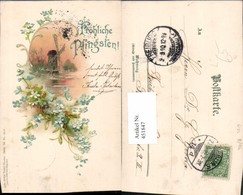451847,Künstler Litho Pfingsten Windmühle Mühle Blumen - Pfingsten