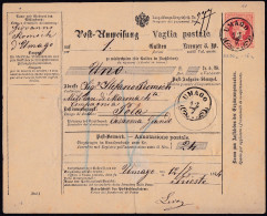 Umago (Umag), 5 Kr. Money Transfer Form, 1874, Vertical And Horizontal Crease, Tear At Bottom - Briefe U. Dokumente