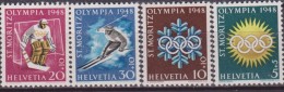 SVIZZERA - 1948 WINTRER OLIMPIC ST. MORIZ OLIMPIADI INVERNALI 4 V.  MNH - Inverno1948: St-Moritz