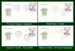 TAAF 4 FDC Diff N° PA 61 De Gaulle (cote XX) - FDC