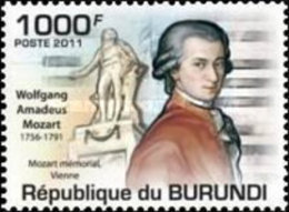 BURUNDI 2011 COMPOSERS  4 Values Set + Miniature Sheet MNH - Unused Stamps