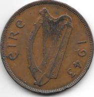 *ireland  1 Penny  1943  Km 11  Vf - Irlanda