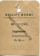 Skilift Bodmi - Tageskarte 1981 - Europa