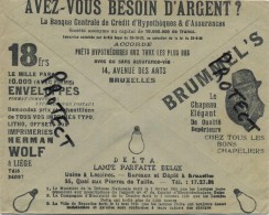 Old Envelope With Publicité 1934 : Les Lampes BELGE DELTA  - Chapeau Brummel´s - Imprimeries WOLF  ( ..... - Covers