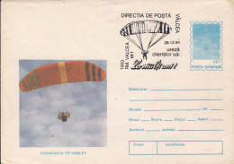 PARACHUTTING, HARLEY PARACHUTTE, COVER STATIONERY, ENTIER POSTAL, 1994, ROMANIA - Parachutespringen