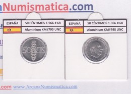 SPANIEN / FRANCO   50  CENTIMOS  1.966  #68  ALUMINIO  KM#795  SC/UNC     T-DL-9222 - 50 Céntimos