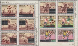 Paraguay 1990 Michel 4373/80. Deux Blocs De 6, Essais De Surcharges. Coupe Du Monde De Football, En Italie, Italia'90 - 1990 – Italie