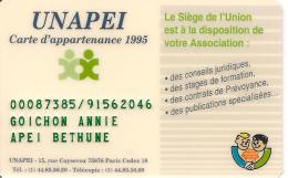 -CARTE-D APPARTENANCE-UNAPEI 1995-V° SODEXHO-TBE - Autres & Non Classés
