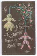 CPA ILLUSTRATEUR RIGHT NENETTE & RINTINTIN PORTENT BONHEUR - Right