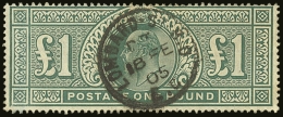 1902 £1 Dull Blue- Green De La Rue, SG 266, Very Fine Used Single Lombard St Cds. For More Images, Please... - Unclassified