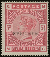 1884 5s Rose On White Paper With Type 9 "SPECIMEN" Overprint, SG 180s, Fine Mint. For More Images, Please Visit... - Altri & Non Classificati