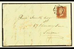 1843 (18 Jly) A Beautiful EL From Manchester To London Bearing 1d Red- Brown 'LB' From Plate 33 With 4 Margins... - Other & Unclassified