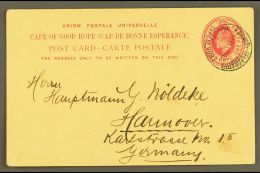 INTERPROVINCIAL 1d KEVII Cape Postal Stationery Postcard, Sent To Germany, Clear Strike Of "Railway Telegraphs /... - Non Classificati