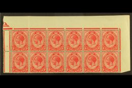 1913-24 1d Rose-red, Plate 1b Top Right Corner Block Of 12 (no Control Number) From Top Of Pane With Margins On... - Non Classificati