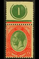 1913-24 £1 Green & Red (deeper Shade Of Green), With PLATE NUMBER IN TOP MARGIN, SG 17, Hinged In... - Non Classificati