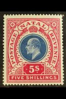 NATAL 1902 5s Dull Blue And Rose, Ed VII, SG 140, Very Fine And Fresh Mint. For More Images, Please Visit... - Zonder Classificatie