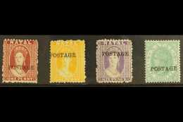 NATAL 1875-76 1d Rose, 1d Yellow, 6d Violet, And 1s Green With "POSTAGE" Overprints (14½mm Without Stop),... - Zonder Classificatie