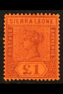 1896-97 £1 Purple/red, SG 53, Fine Mint. For More Images, Please Visit... - Sierra Leone (...-1960)