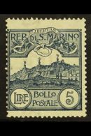 1903 5L Steel Blue Mt Titano (SG 51, Sass 45, Scott 75) Fine Mint. For More Images, Please Visit... - Andere & Zonder Classificatie
