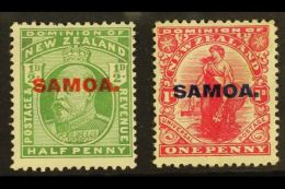 1914-15 ½d & 1d Values, Each With Matching Break Through "M" Of "SAMOA" Overprint, An Unusual Matched... - Samoa