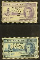 1946 Victory Pair Perforated "Specimen", SG 142s/3s, Fine Mint Large Part Og. (2 Stamps) For More Images, Please... - St.Lucia (...-1978)