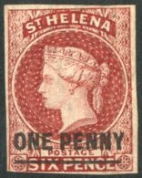 1863 1d Lake With Surcharge Type A, SG 3, Very Fine Unused With 3+ Margins, Just Touching At Lower Left. For More... - Sint-Helena