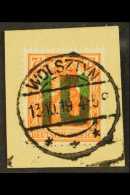 1919 "10" In Green On 7½pf Orange Poznan Local Issue, Mi 136, Very Fine Used Piece, Expertised JUNG JOHANN... - Other & Unclassified