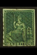 1858 (4d) Green Britannia, SG 27, Superb Used With Good Margins All Round And Light Barred Oval Cancel. Deep... - Mauritius (...-1967)