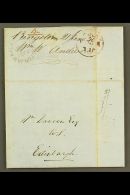 1850 (June 21) Stampless Entire Letter From Kingston To Edinburgh With Fine Handstruck "1s/-". Nice Item! For More... - Giamaica (...-1961)