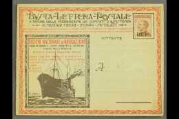 B.L.P. PUBLICITY STAMPS. 1921 40c Brown "B.L.P." Unused, Affixed To Beautiful Societa Nazionale Di Navigazione... - Non Classificati