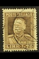 1929 1.75L Brown, Perf 13¾, Victor Emanuel III, Sass. 242, Very Fine Used Example Of This Rare Stamp. Cat... - Unclassified