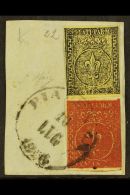 PARMA 1852 5c Black On Yellow, Sass 1 In Combination With 1853 25c Deep Red Brown, Sass 8a, Both Very Fine Used... - Zonder Classificatie