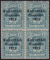 1922-23 BROKEN FRAME LINE 10d Turquoise Blue SG 62, Fine Mint Block Of Four With Lower Left Stamp Showing Broken... - Other & Unclassified