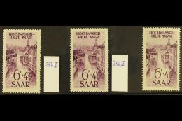 1948 6f+4f Purple Flood Relief Fund All Three Listed PLATE FLAWS, Michel 256 I, II & III, Never Hinged Mint.... - Altri & Non Classificati