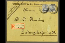 PO's IN TURKEY 1904 (23 Apr) Registered Cover To Germany Bearing 1900-04 1pi On 20pf Type II Opts Pair (Michel 14... - Other & Unclassified