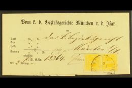 BAVARIA Printed Entire Bearing 1862 1k Yellow Pair (Michel 8 I, SG 20) Tied By Semicircular "Munchen" Dated... - Other & Unclassified