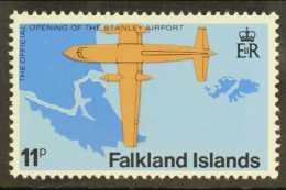 1979 11p Opening Of Stanley Airport WATERMARK TO LEFT Variety, SG 361w, Very Fine Never Hinged Mint. For More... - Falkland Islands