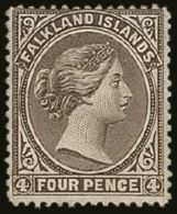 1885 4d Grey-black, Variety "wmk Crown To Right Of CA", SG 10w, Fine Mint Regummed. For More Images, Please Visit... - Falklandeilanden