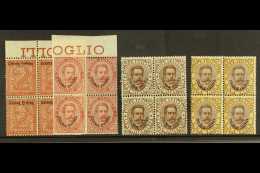 1893 2c Red Brown, 10c Carmine, 40c Brown And 1L Brown And Yellow, Sass 2, 4, 7, 10 In Superb NHM Blocks Of 4.... - Eritrea