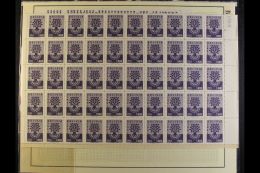 1960 COMPLETE SHEET WITH VARIETIES. Unissued 1800b Violet Air Refugees With "1961" Overprint (see Notes After... - Bolivië